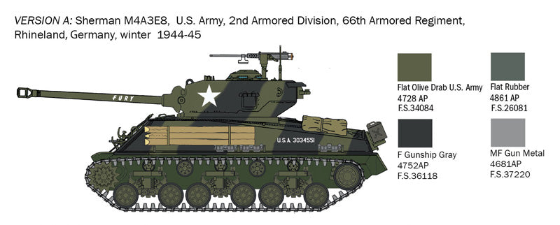 Italeri 1/56 M4A3E8 Sherman Fury