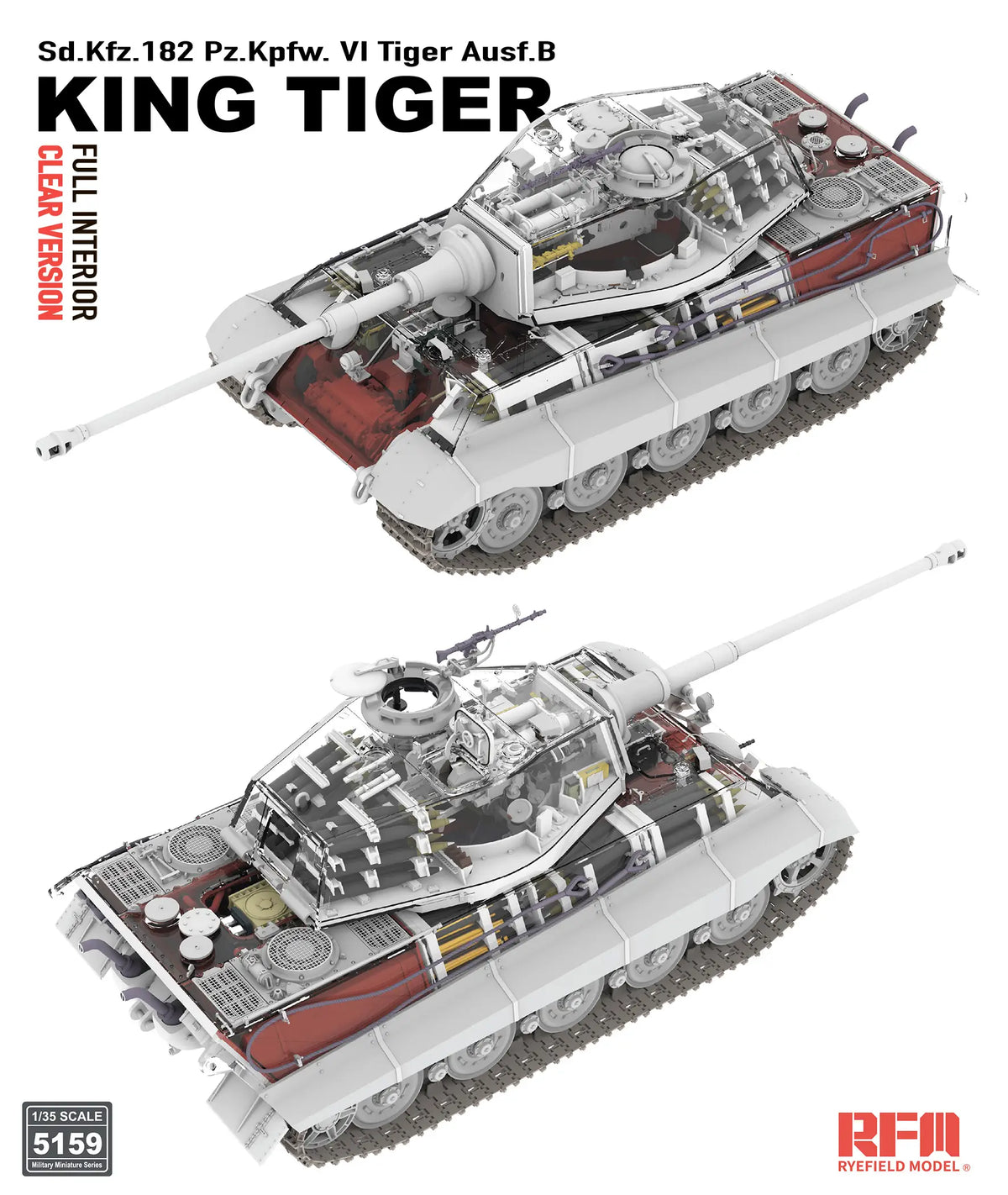 Ryefield 1/35 Tiger Ausf.B King Tiger Clear Version with full interior