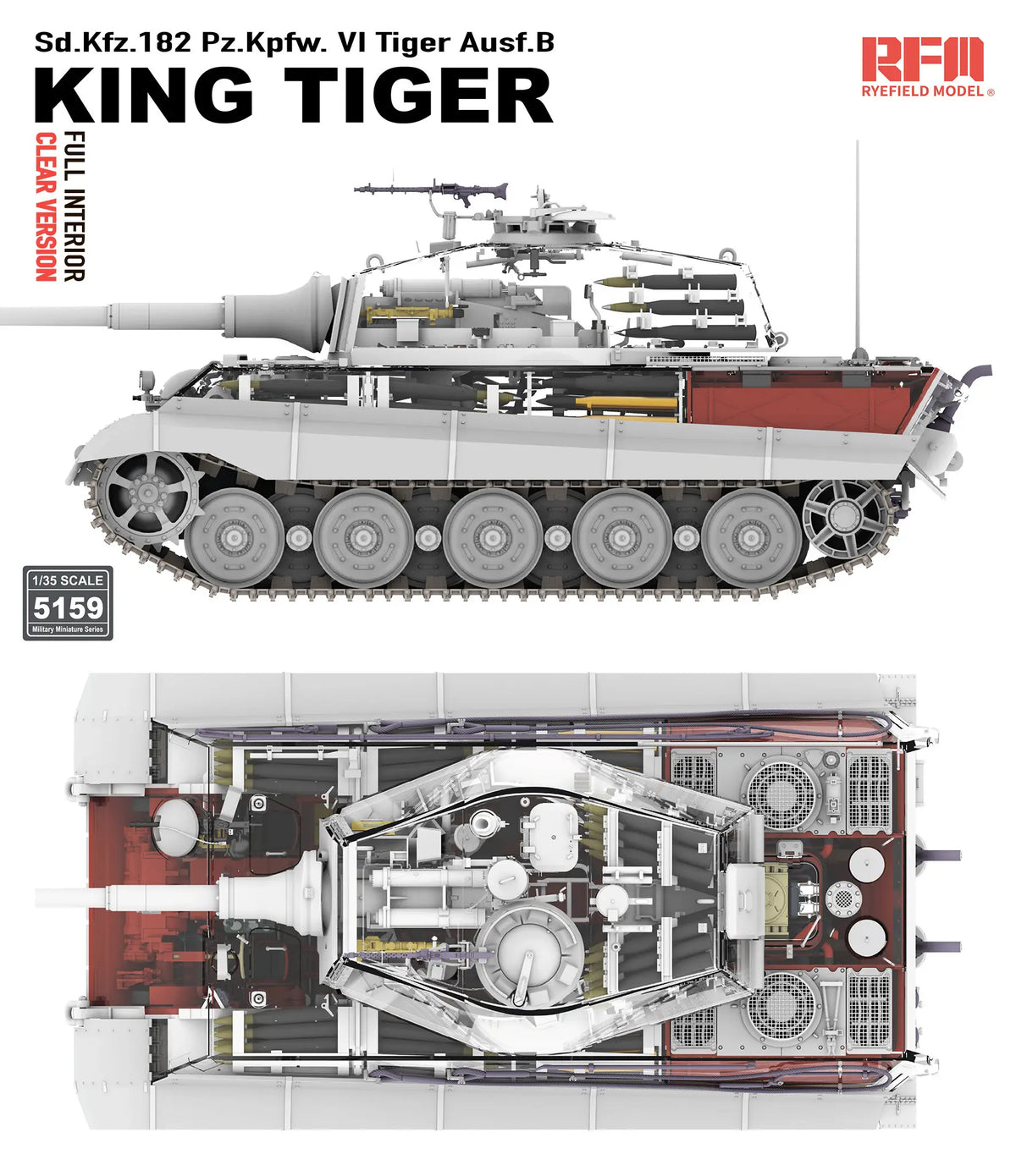 Ryefield 1/35 Tiger Ausf.B King Tiger Clear Version with full interior