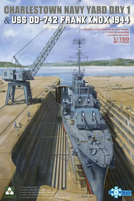 Takom sp7058 1/700 Charlestown Navy Yard DRY 1 & USS DD-742 Frank Knox 1944