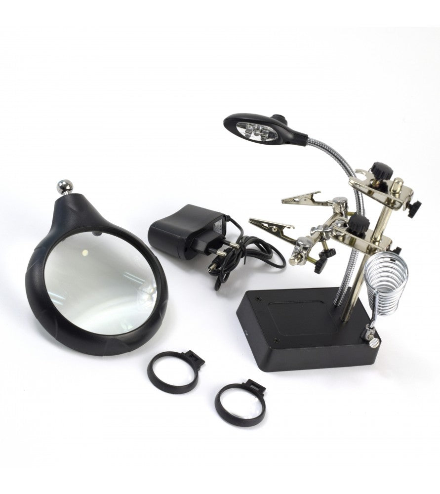 Artesania Latina 27022 Third Hand with 3 Magnifying Glasses and 5 LED Lights