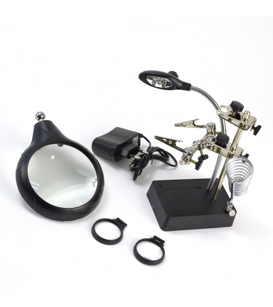 Artesania Latina 27022 Third Hand with 3 Magnifying Glasses and 5 LED Lights