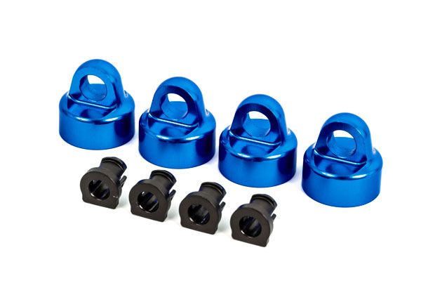 Traxxas 9664X Shock caps, aluminum (blue-anodized), GT-Maxx shocks (4)