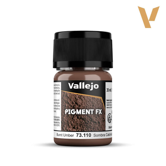 Vallejo Pigment FX: Burnt Umber Pigment Powder for Weathering Effects 35mL